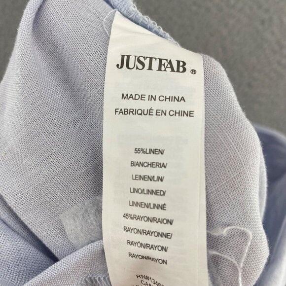 JustFab Pants Womens Small Blue Linen Blend Pleated Wide Leg Pockets Everyday - Picture 8 of 13